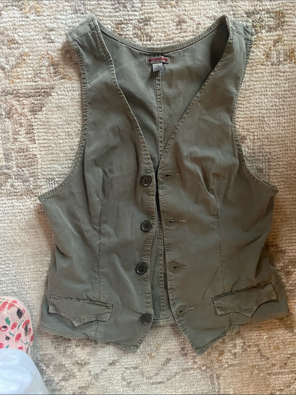 True Religion Olive Green Tailored Button-Front Vest